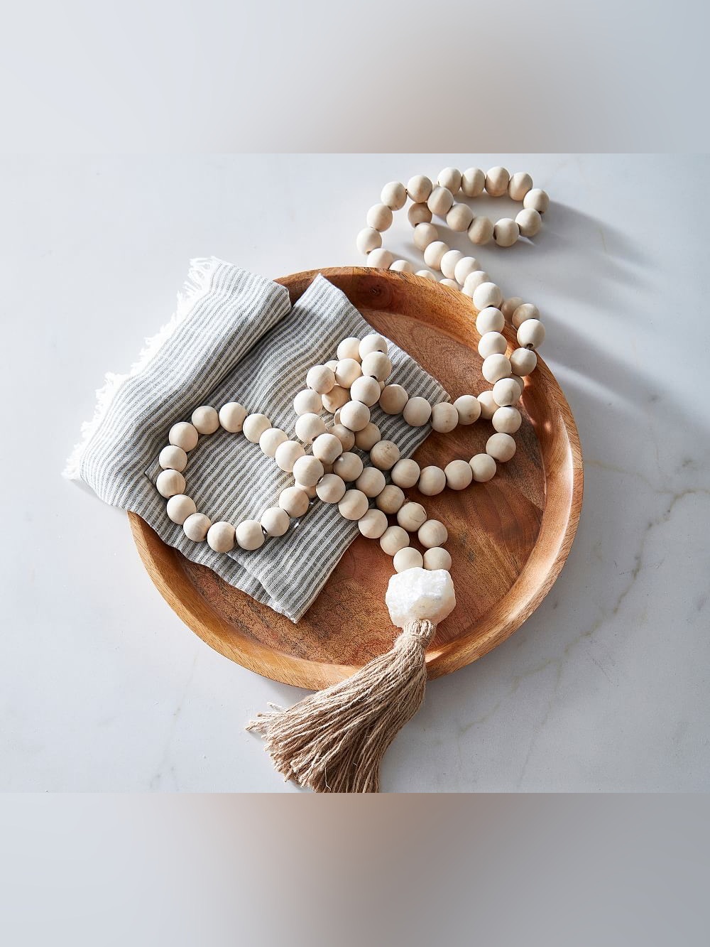 New in Box Pottery Barn Mango Wood Contentment Beads